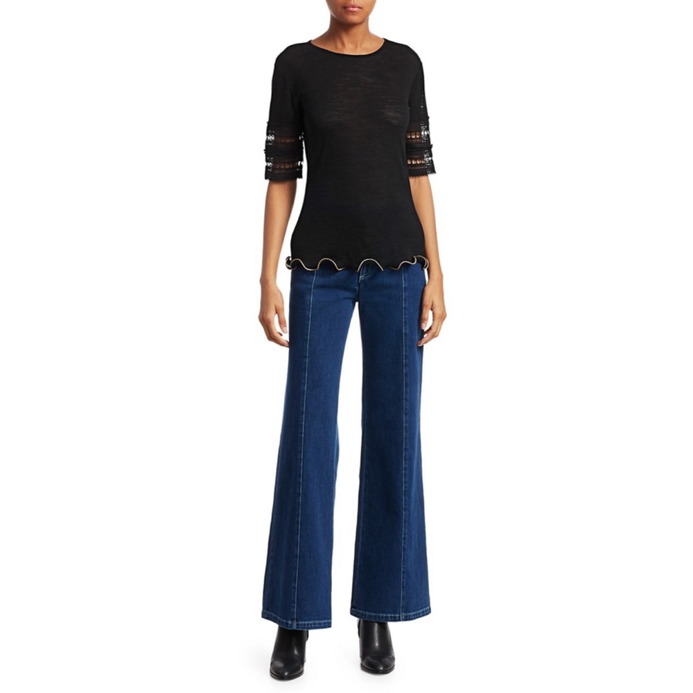 SEE BY CHLOÉ⚡️Eyelet Sleeve Black Basic Top_S